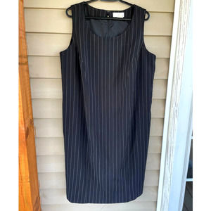 PLUS SIZE Women Midi Black And White Striped Dress PINSTRIPE Suit Dress Size 16W